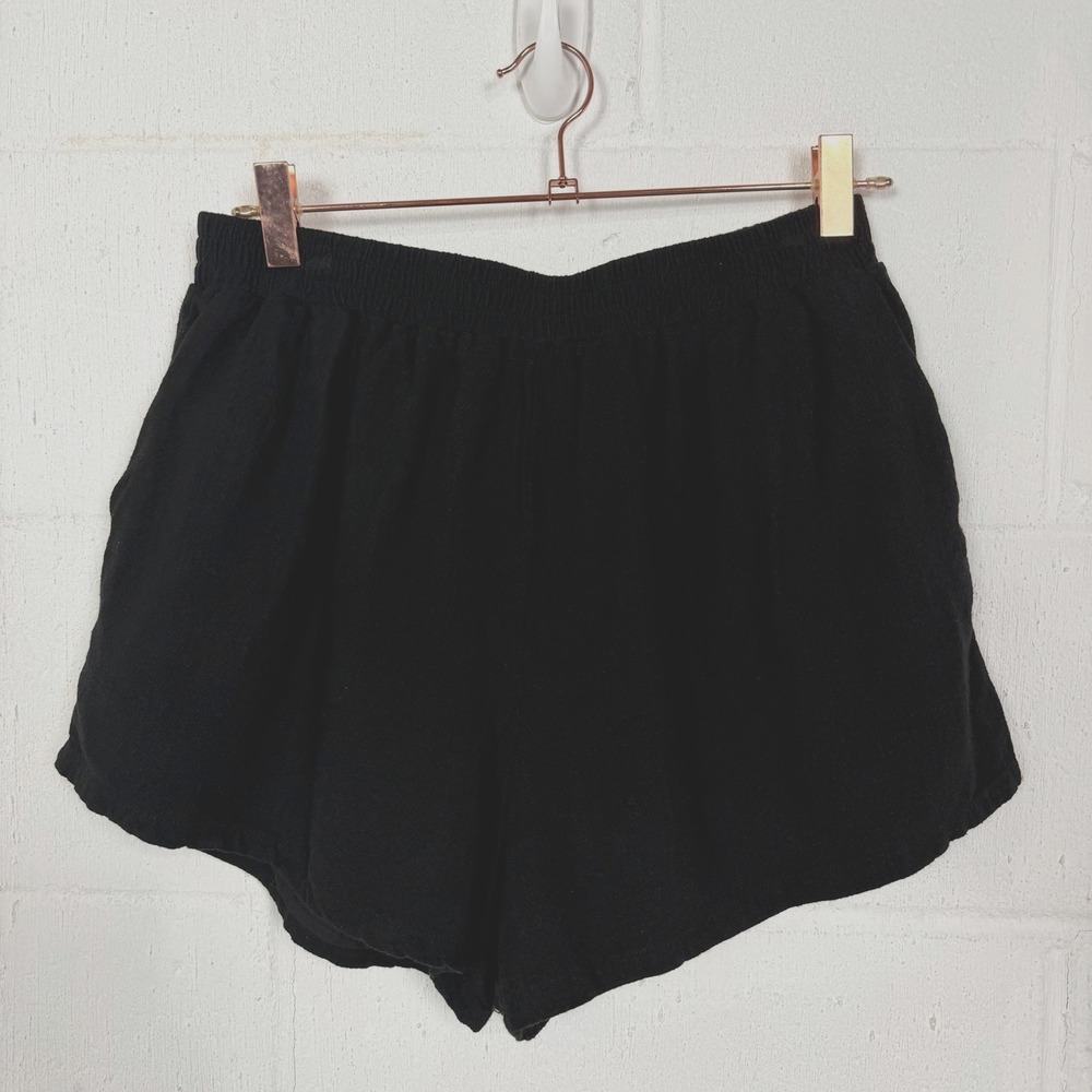 Seven Wonders Pull On Shorts Linen Blend‎ Lined Black Capsule Beach Travel SZ M